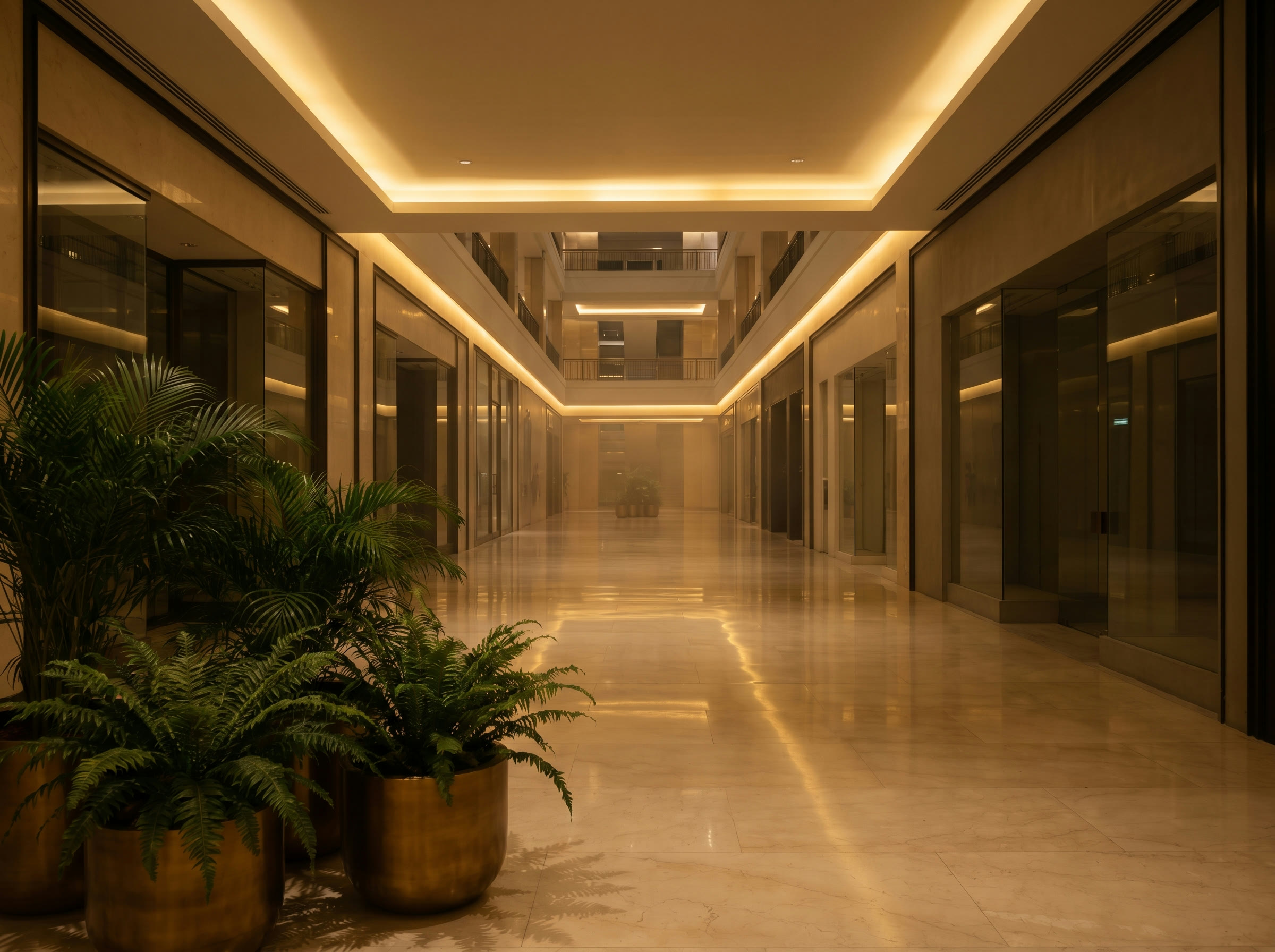 Kuala Lumpur shopping mall corridor at night
